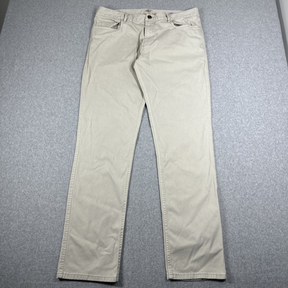 Faherty Comfort Twill 5-Pocket Stretch Pants Men's 36x33 Stone Chino Jean